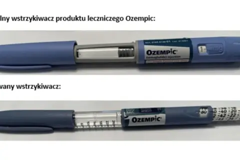 Oryginalny i sfałszowany wstrzykiwacz Ozempic. Producent leku Ozempic dba o bezpieczeństwo pacjentów.