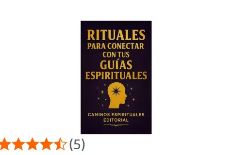 Libro "Rituales para conectar con tus guías espirituales". Imagen de perfil dorado con estrella en la frente, rodeado de estrellas.