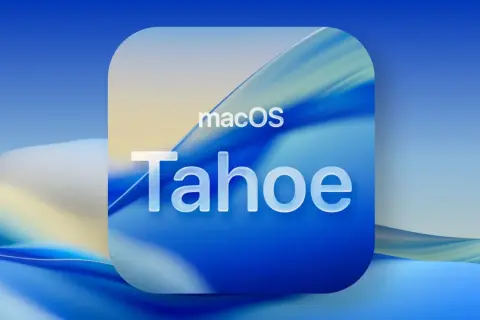 Ikona aplikacji macOS Tahoe z błękitnym, falistym tłem.