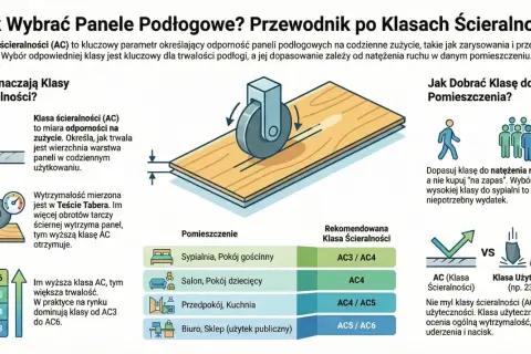 Przewodnik po klasach ścieralności paneli podłogowych. Wybierz odpowiednią klasę AC do pomieszczenia, by podłoga służyła latami.