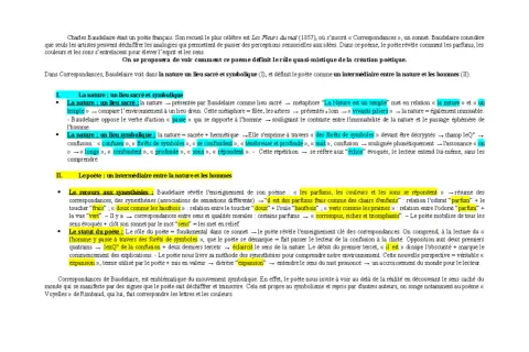 Analyse des correspondances de Baudelaire : le poète, intermédiaire entre nature et hommes, déchiffre les symboles.