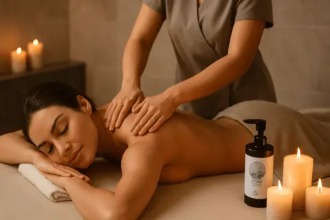 Relájate en nuestro spa urbano Valencia. Masaje de espalda con velas y aceites aromáticos para una experiencia de bienestar total.