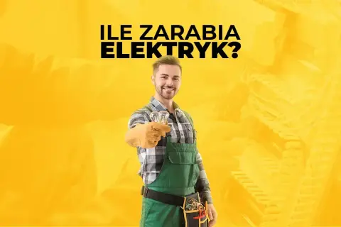 Uśmiechnięty elektryk w zielonym ogrodniczkach trzyma żarówki. Czy to znak, że czeka go dobrze płatna praca?