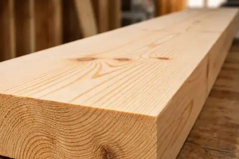 Legno chiaro con venature evidenti, pronto per un trattamento ignifugo che ne aumenterà la sicurezza.