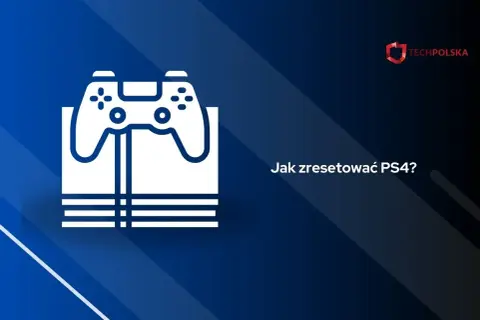 Ikona konsoli PS4 z padem na tle gradientu niebieskiego.