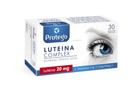 Opakowanie suplementu diety Luteina Complex z zeaksantyną 1 mg, wspierające ochronę oczu.