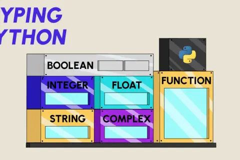 Typing Python : booleen, entier, flottant, chaîne, complexe, fonction. Le logo Python est visible.