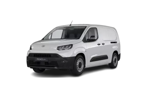Biały Toyota Proace City Long, wszechstronny samochód dostawczy, gotowy do pracy.