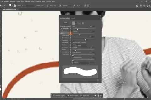 Impostazioni avanzate per i photoshop pennelli, con opzioni per texture e dinamica.