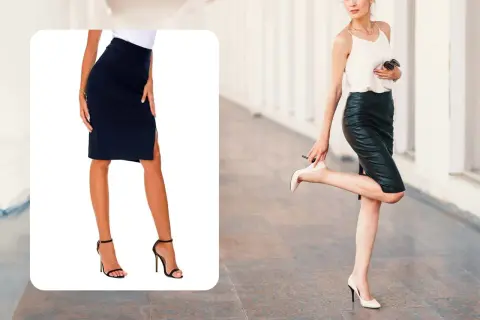 Eleganza in movimento: scarpe per gonna al ginocchio, un abbinamento perfetto per un look sofisticato.