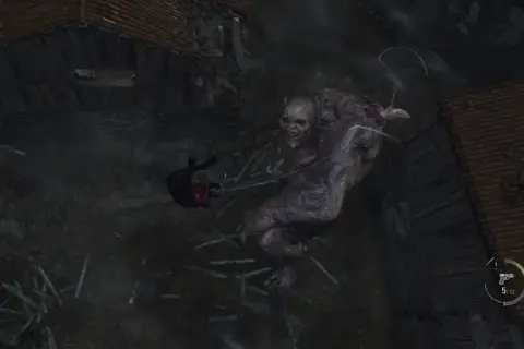 Potwór z przerażającą twarzą i ludzką postacią w powietrzu. Tak wygląda świat według zombie.