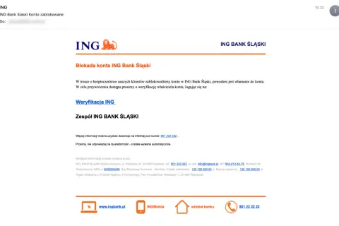 Blokada konta ING Bank Śląski z powodu włamania. Weryfikacja właściciela konta, logując się na: co to jest login do banku.