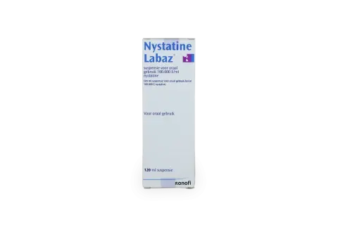 Opakowanie leku Nystatine Labaz w formie zawiesiny doustnej.