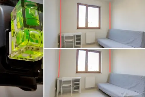 Poziomica na aparacie pomaga w kursie fotografii wnętrz. Pokazuje, jak uzyskać idealnie proste linie w kadrze.