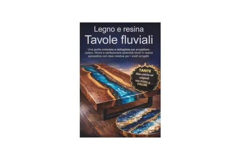 Tavoli unici in legno e resina epossidica, con un design che ricorda un fiume blu. Guida completa per creare pezzi d'arredo originali.