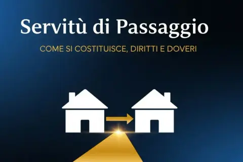 Servitù di passaggio su strada privata: due case collegate da un percorso dorato.