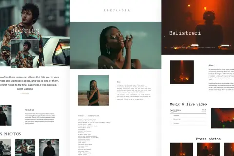 Artist website featuring photos, quotes, and an EPK (Electronic Press Kit) for Balistreri, showcasing their music and press.