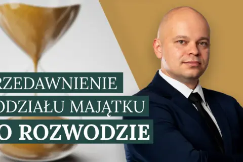 Klepsydra i mężczyzna w garniturze. Temat: jak długo po rozwodzie można ubiegać się o podział majątku.