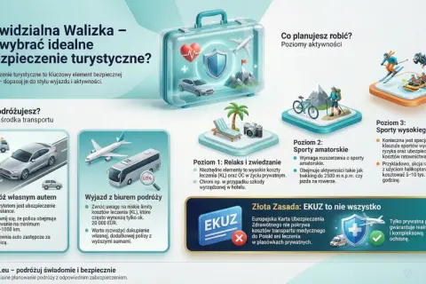 Jakie ubezpieczenie turystyczne wybrać? Analiza transportu i aktywności pomoże dopasować polisę do Twoich potrzeb. EKUZ to za mało!