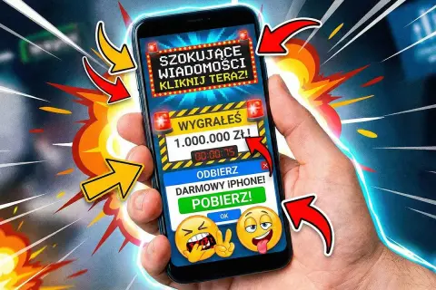 Chcesz wiedzieć, jak wyłączyć reklamy w telefonie? Ten ekran pokazuje fałszywe wygrane i darmowe iPhone'y, które często pojawiają się jako reklamy.