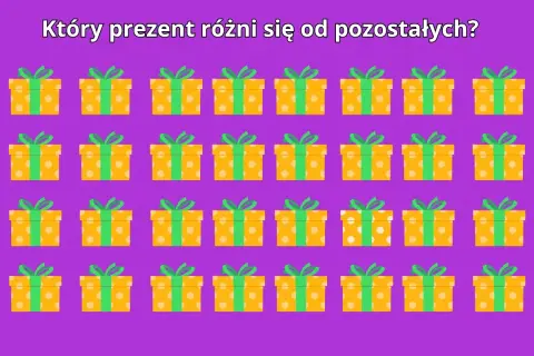 Test na spostrzegawczość: obrazki prezentów. Znajdź jeden inny!