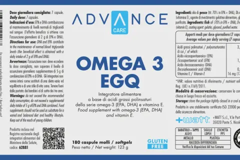 Integratore alimentare Omega 3 EGQ, con EPA e DHA, essenziali per il benessere. Scopri cosa sono gli omega 3 e i loro benefici.