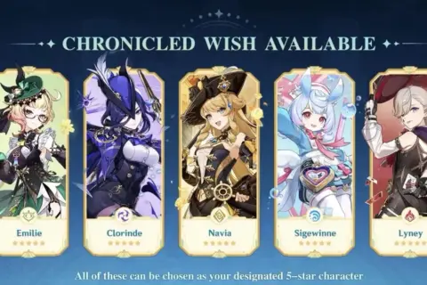 Bannery Genshin Impact: Emilie, Clorinde, Navia, Sigewinne i Lyney. Wybierz swojego ulubionego 5-gwiazdkowego bohatera!