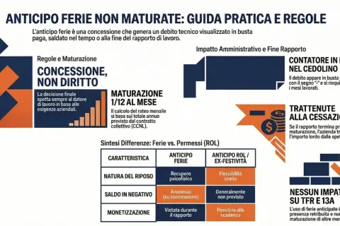 Guida su anticipo ferie: le ferie in busta paga sono in ore o giorni. Spiega maturazione, impatto e differenze con ROL.