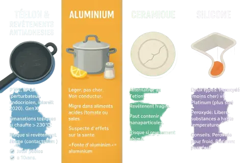 Comparaison des matériaux de cuisson : Téflon, aluminium, céramique, silicone. Quelles sont les meilleures casseroles pour la santé ? Le silicone est une bonne option.