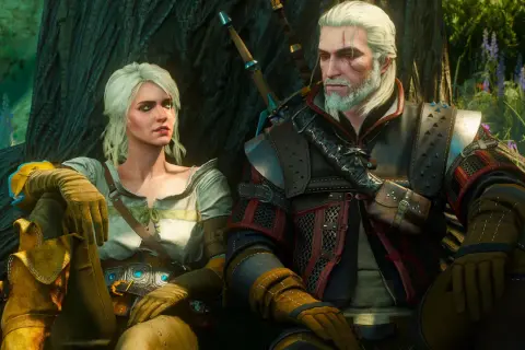 Geralt i Ciri odpoczywają pod drzewem. Czy to scena z Wiedźmin 3 nowy dodatek?