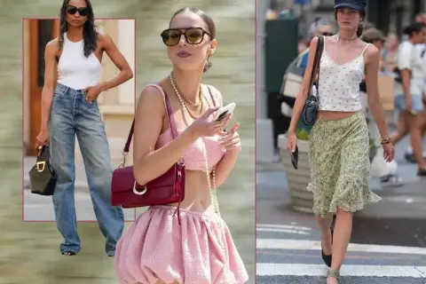 Moda lat 2000: luźne jeansy, crop topy, kwieciste spódnice i błyszczące dodatki. Stylizacje inspirowane Y2K.