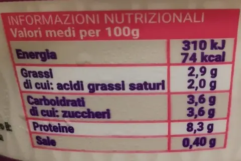 Tabella nutrizionale: energia, grassi, carboidrati, proteine e sale per 100g. Scopri i ricotta magra valori nutrizionali.