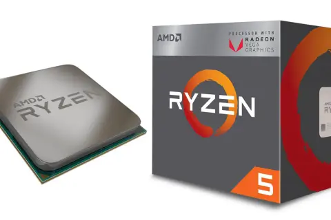 AMD Ryzen 5 2400G Prozessor mit Radeon Vega Grafik und Verpackung.