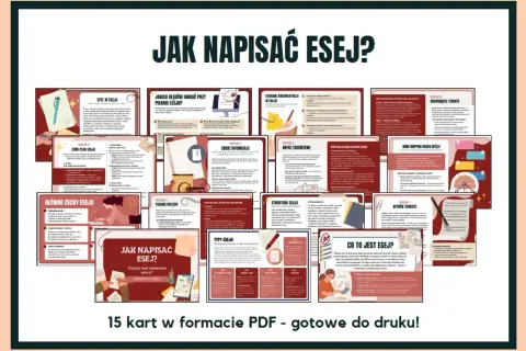 Jak napisać esej przykład: 15 kart PDF z poradami, jak stworzyć świetny esej. Znajdziesz tu wszystko: od wyboru tematu po zakończenie.