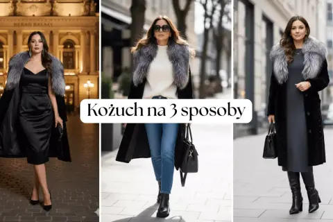 Elegancki kożuch na 3 sposoby: wieczorowo, na co dzień i do sukienki. Każda stylizacja podkreśla jego uniwersalność, bo taki kożuch pasuje do wszystkiego.