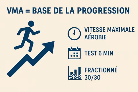 VMA : base de la progression. Vitesse maximale aérobie, test 6 min, et entraînement fractionné 30/30 pour progresser.