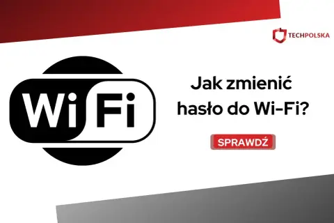 Ikona Wi-Fi i tekst "Jak zmienić hasło do Wi-Fi?". Sprawdź, jak zabezpieczyć swoją sieć.