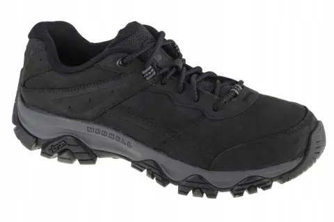 Czarny, męski but Merrell alpine hiker z szarą podeszwą Vibram. Idealny na górskie wędrówki.