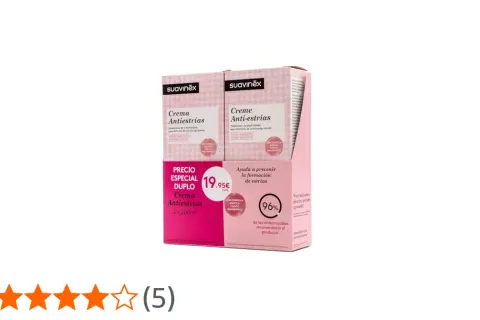 Pack doble de Crema Antiestrías Suavinex, con opiniones positivas. Ayuda a prevenir la formación de estrías.