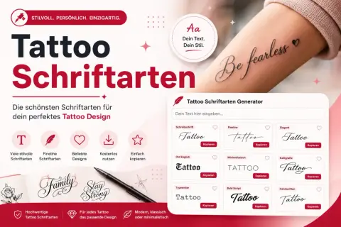 Tattoo-Schriftarten-Generator mit vielen Ideen für dein Datum-Tattoo. Wähle aus Schreibschrift, Kalligrafie und mehr.