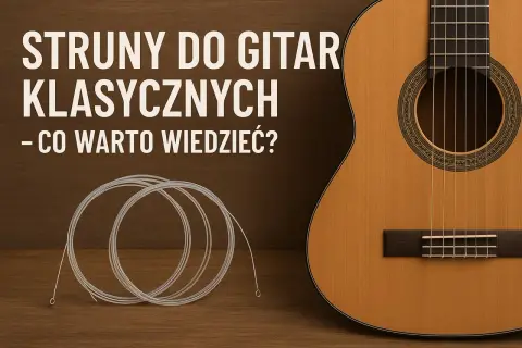 Nowe struny w gitarze klasycznej, lśniące i gotowe do gry.