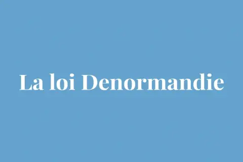 Texte blanc sur fond bleu : "La loi Denormandie 2024".