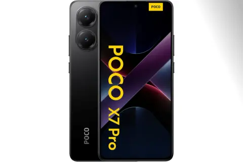 Czarny POCO X7 Pro z podwójnym aparatem, idealny jako pierwszy telefon dla dziecka.