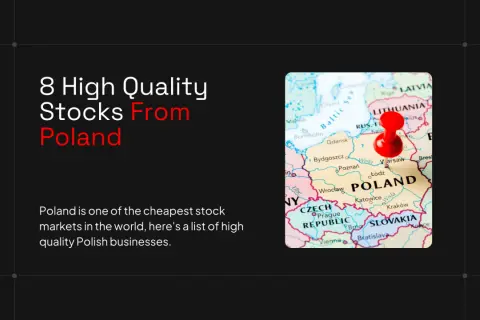 Mapa Polski z pinezką, prezentująca "8 High Quality Stocks From Poland". Idealne dla inwestorów szukających selektywnych akcji polskich.