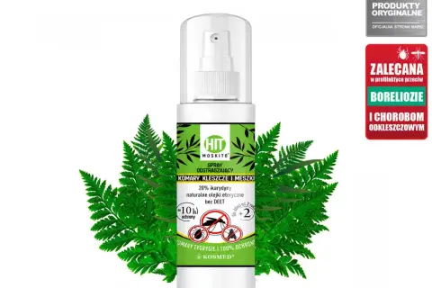 Spray na komary, kleszcze i meszki z 20% ikarydyny i olejkami eterycznymi, bez DEET. Skuteczna ochrona do 10h. Idealny do profilaktyki boreliozy.