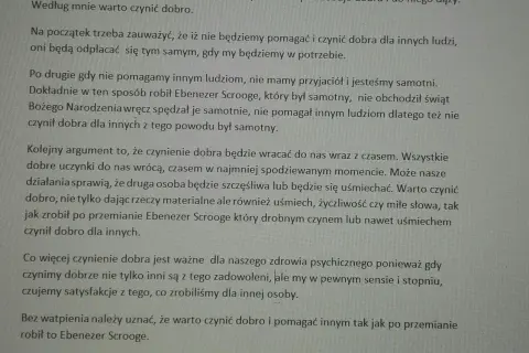 Napisz rozprawkę w której rozważysz czy warto pomagać innym i zmień świat