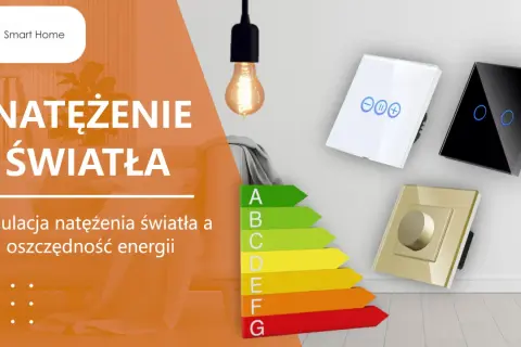 Regulacja natężenia światła dla oszczędności energii. Nowoczesne włączniki i żarówka.