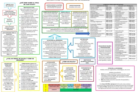 Esquema competencias clave LOMLOE: objetivos, saberes, criterios, metodologías, evaluación y atención a la diversidad.