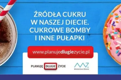 Słodki napój i lukrowany pączek przypominają o tym, ile cukru dziennie spożywamy.