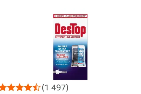 Nettoyant lave-vaisselle DesTop en poudre. Élimine le calcaire et la graisse. Peut-on mettre du Destop dans un lave-vaisselle ? Oui, ce produit est conçu pour cela.